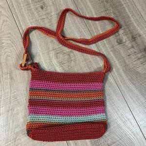 Crochet Crossbody Boho Striped Festival Purse Multicolor Knit Shoulder Bag